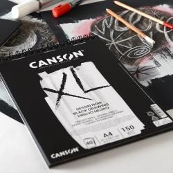 Canson Iris Vivaldi Farbiges Bastelpapier - 50 Blätter A4, 185 G/m², Schwarz 38, Glatt & Säurefrei